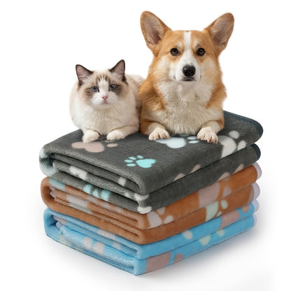 Pet Blanket 3 Pack – Super Soft Fleece Flannel Throw for Dogs Cats Puppies, Cute Paw Bone Elephant Dot Patterns, Small Medium Large Sizes