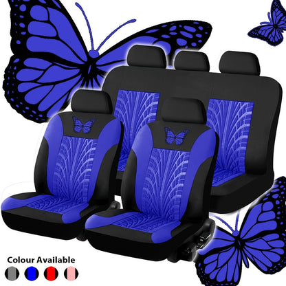 Car Seat Covers 5-Seat Butterfly Tire Pattern Set in Polyester Knit with Sponge and Eleven Colors