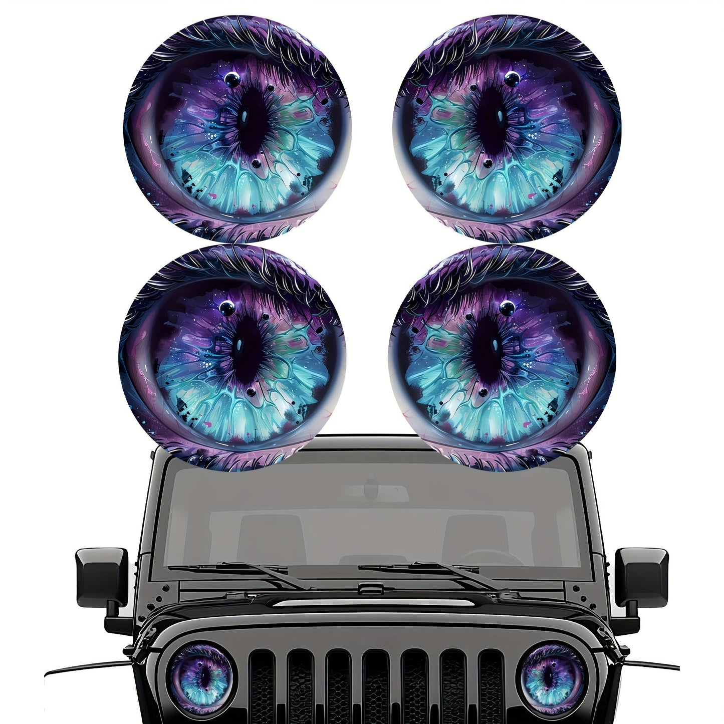 3D Beast Eye Headlight Stickers – Funny Car Headlight Decals for Jeep Round Headlights, Truck Body, Bumper & Window Decoration