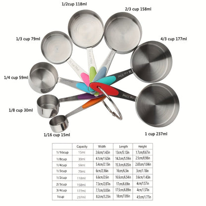 Stackable Measuring Cup and Spoon Sets with 8-, 9- or 17-Piece Black and Colorful Checkout Options