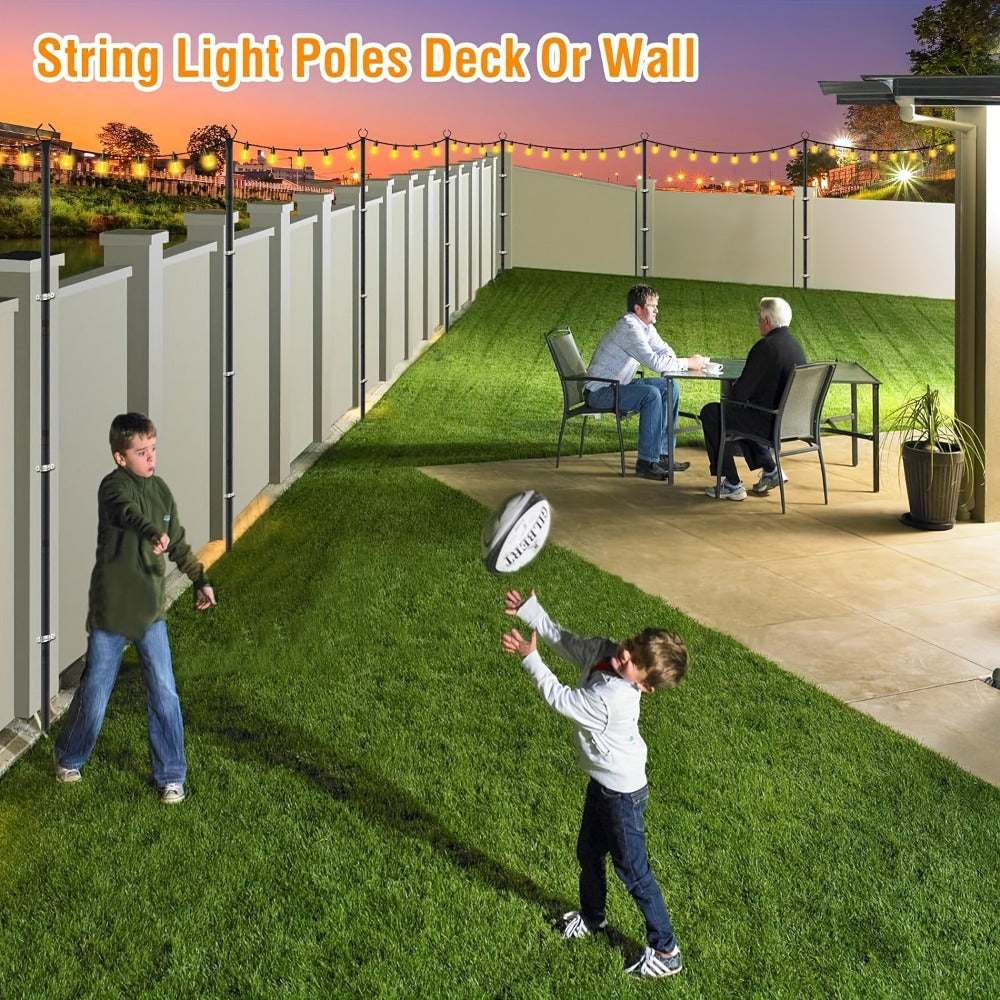 Outdoor String Light Poles 4 Pack 8.9Ft Metal Poles for Outside String Lights with Ground for Entryways, Bedrooms and Living Spaces