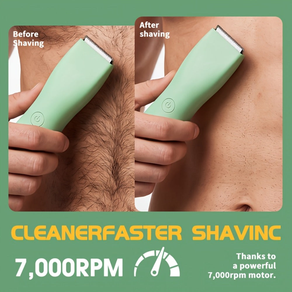 Ceramic-Blade Body Hair Trimmer with IPX6 Rating, Three Guide Guards and Four Color Options