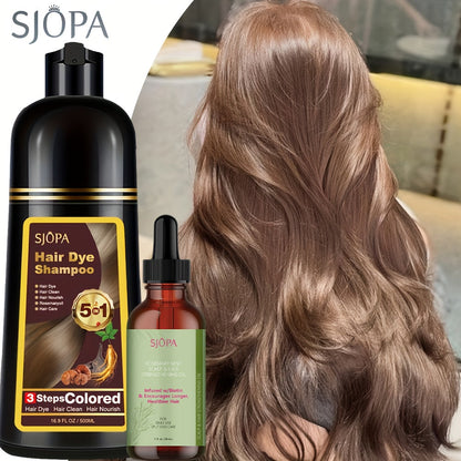 Natural Hair Dye Shampoo Kit 3-in-1 with Rosemary Oil & Squalane, Plant-Based Gray Hair Coverage