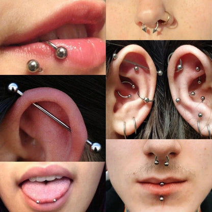 Professional Piercing Kit 120pcs, Complete Body Piercing Set with Stainless Steel Needles, Clamps