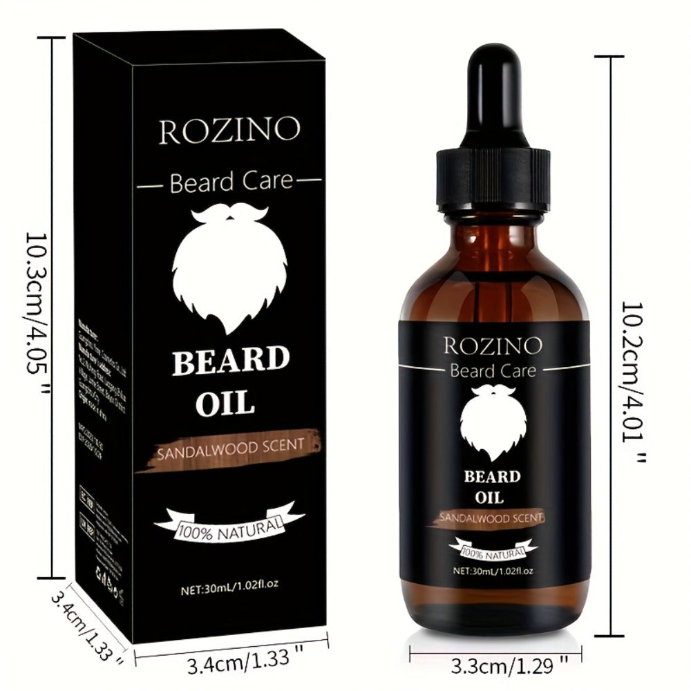Beard Oil for Men, Sandalwood Scent with Plant Essence, Deep & Nourishing Beard Care Oil for Smooth Glossy Beard