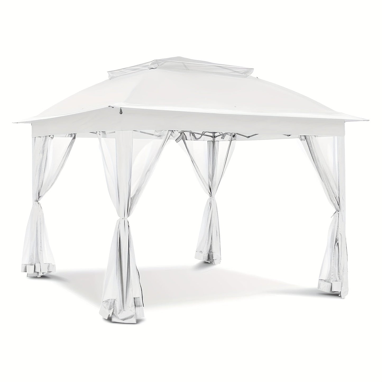 Instant Gazebo Tent 11x11 FT Mosquito Netting No Assembly Required for Garden, Yard and Pest Management