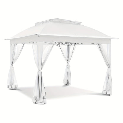 Instant Gazebo Tent 11x11 FT Mosquito Netting No Assembly Required for Garden, Yard and Pest Management