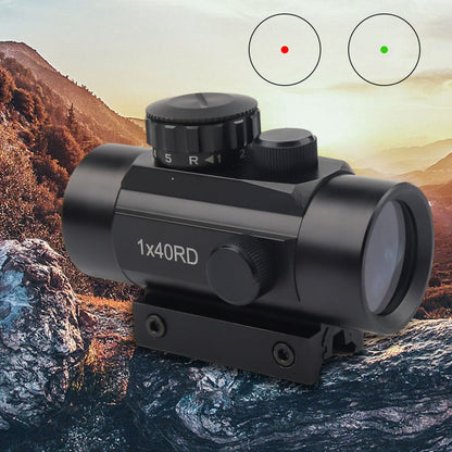 1x40 Red and Green Dot Sight with Crosshair or Point Reticle, Reversible 20mm and 11mm Rail Mount