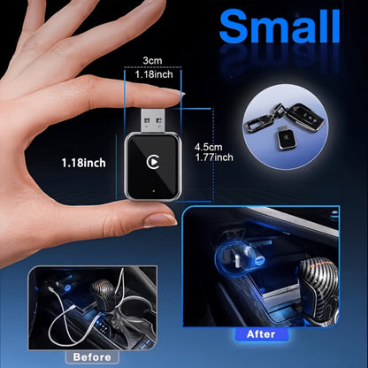 Wireless CarPlay Adapter for iPhone – Convert Wired to Wireless CarPlay, Fast Auto Connect, Mini Size, USB & USB-C Cables Included