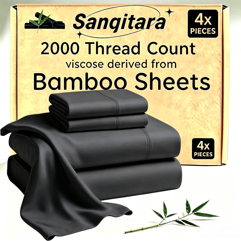 Cooling Fitted Sheet Bamboo Blend Ultra-Soft Deep Pocket Bed Sheet for Hot Sleepers Twin Full Queen King Size Machine Washable Breathable