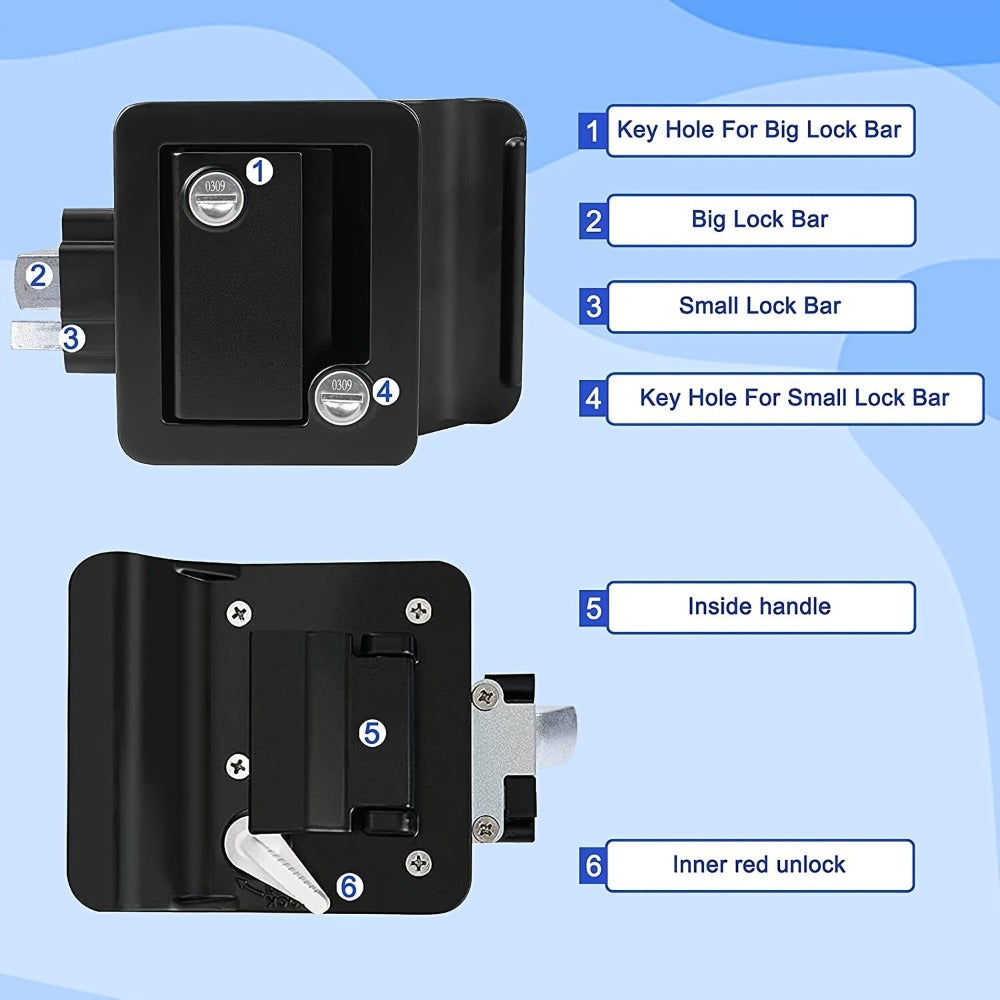 RV Door Lock Replacement – Travel Trailer Entry Door Lock with Deadbolt, Fits 2-3/4" x 3-3/4" Hole, 1-1/4" to 1-1/2" Door Thickness