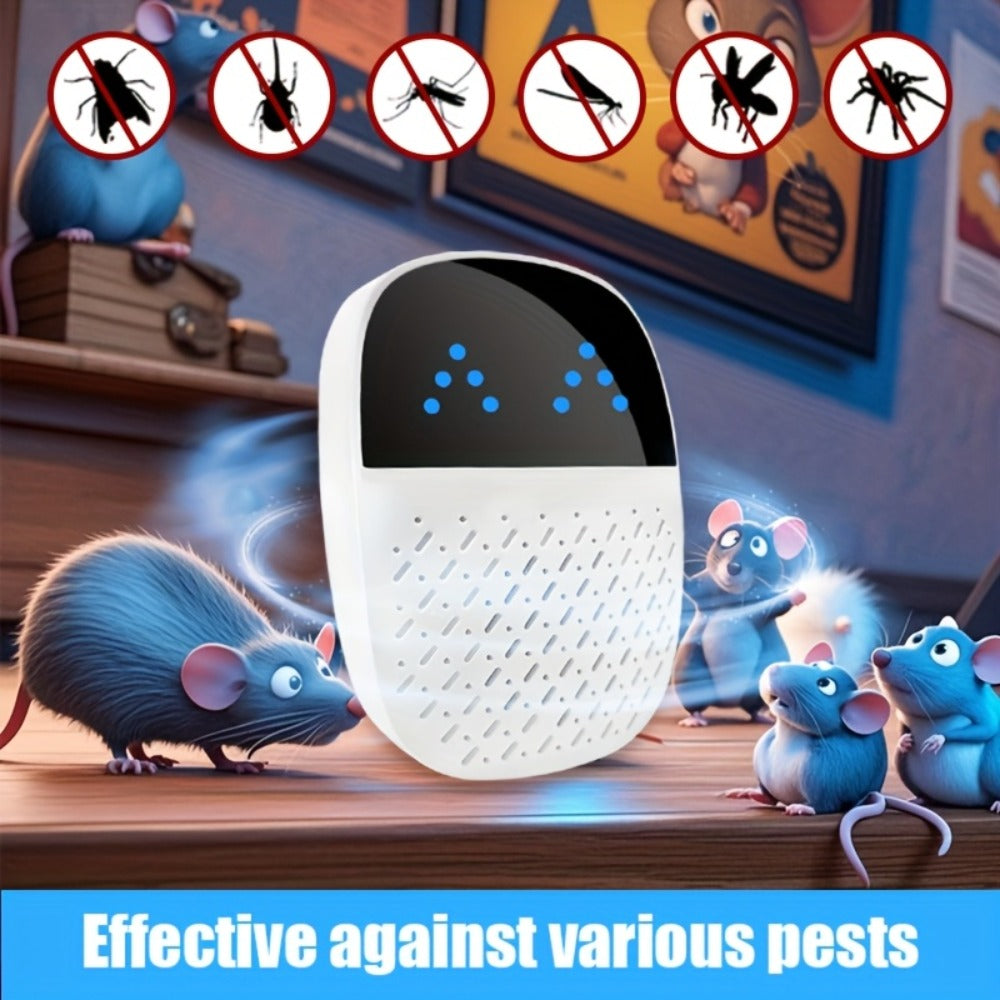 Dual-Mode Ultrasonic Pest Control Device 4-Pack with Plug-In Power and Compact Indoor Wall-Outlet Design