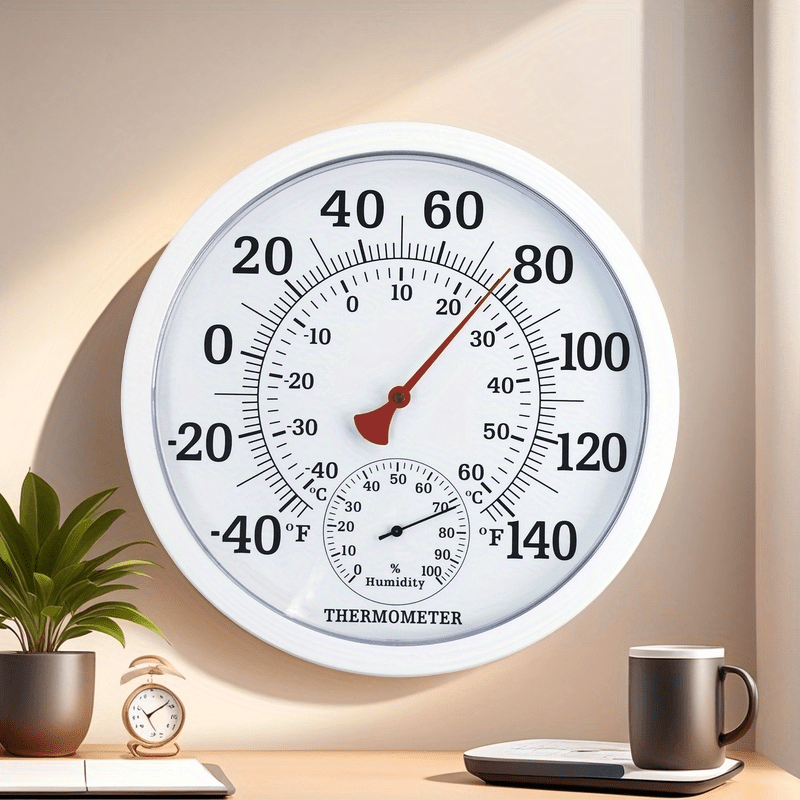 Digital Thermometer Hygrometer – 9.84" Large Screen Indoor Temperature Humidity Monitor, White Panel, Easy-Read Display for Home