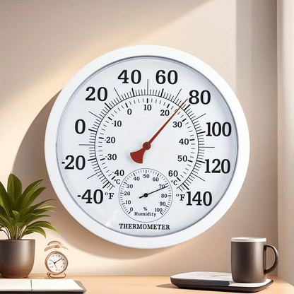 Digital Thermometer Hygrometer – 9.84" Large Screen Indoor Temperature Humidity Monitor, White Panel, Easy-Read Display for Home