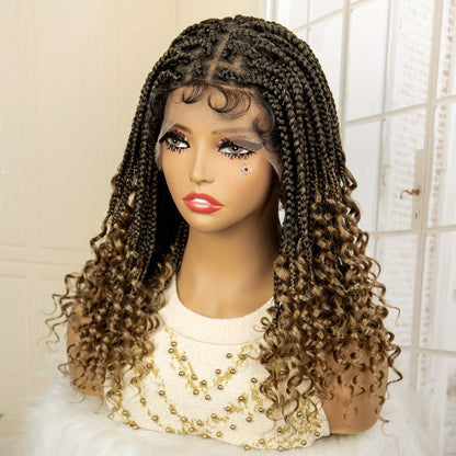 Goddess Square-Braid Wig with Curly Ends in 14- or 16-Inch Lengths and Black, Burgundy or Brown Colors