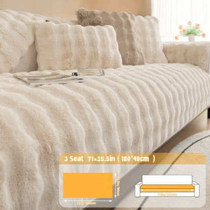 Sofa Cover Bubble Faux Rabbit Fur Panels with Silicone-Dot Backing for Seat, Armrest or Backrest