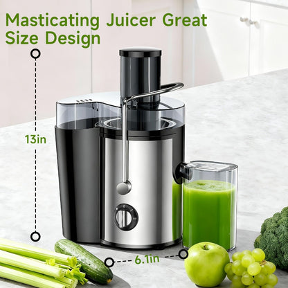 Centrifugal Juicer 600W Wide Mouth Juice Extractor - 3-Inch Feed Chute, High Juice Yield, Fast Juicing