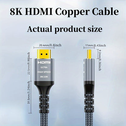 HDMI 2.1 Cable 8K 48Gbps Ultra High Speed Braided Nylon, 4K@120Hz, eARC, VRR, HDR10+, Dolby Vision