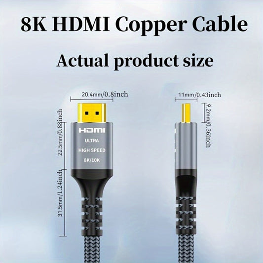 HDMI 2.1 Cable 8K 48Gbps Ultra High Speed Braided Nylon, 4K@120Hz, eARC, VRR, HDR10+, Dolby Vision