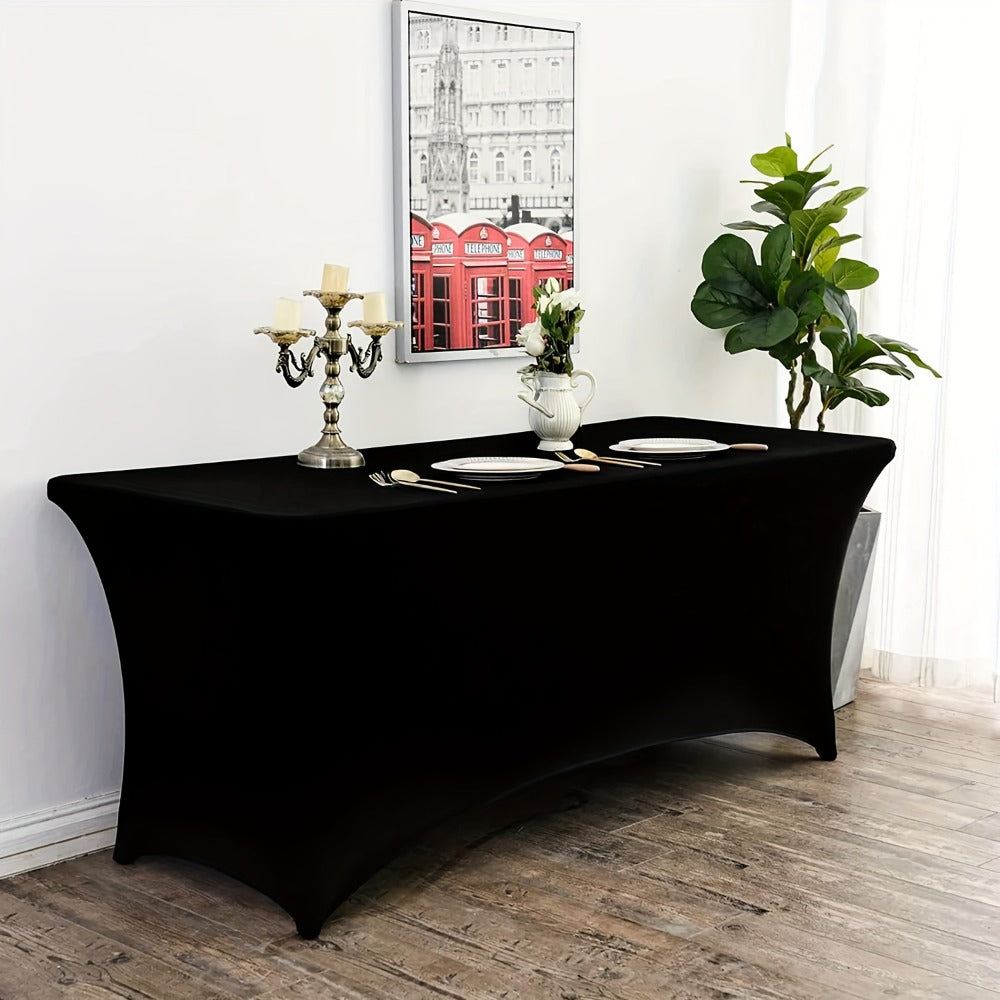 Tablecloth Fitted Stretch Cover 10-Piece Set for 6-Foot Rectangle Tables in White or Black