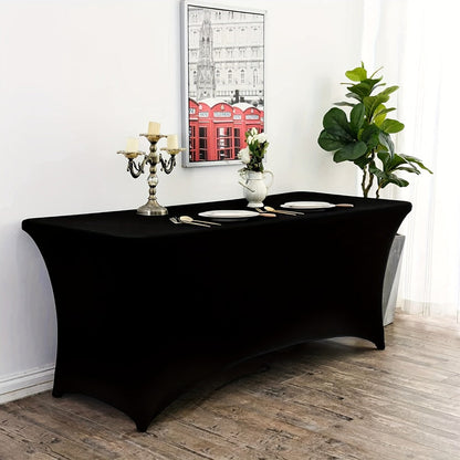 Tablecloth Fitted Stretch Cover 10-Piece Set for 6-Foot Rectangle Tables in White or Black