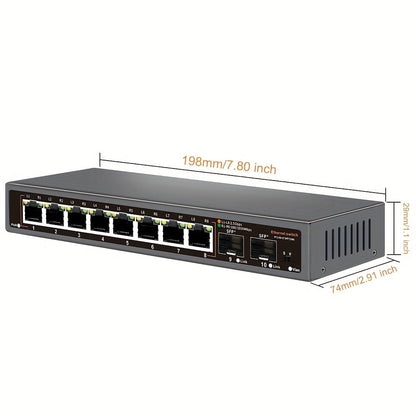 10-Port 2.5G Network Switch with 10G SFP+ Uplink - Fanless Metal Unmanaged Ethernet Switch, 8x 2.5GbE RJ45