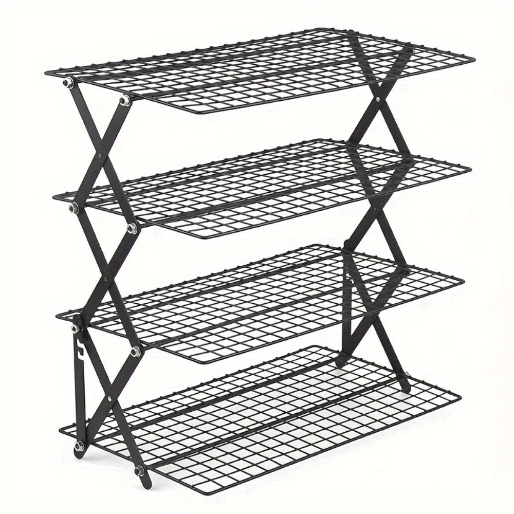 Foldable Cooling Rack for Baking, Stackable Wire Baking Rack with 4-Position Height Adjustment