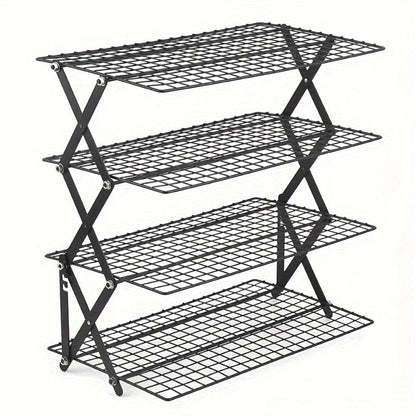 Foldable Cooling Rack for Baking, Stackable Wire Baking Rack with 4-Position Height Adjustment