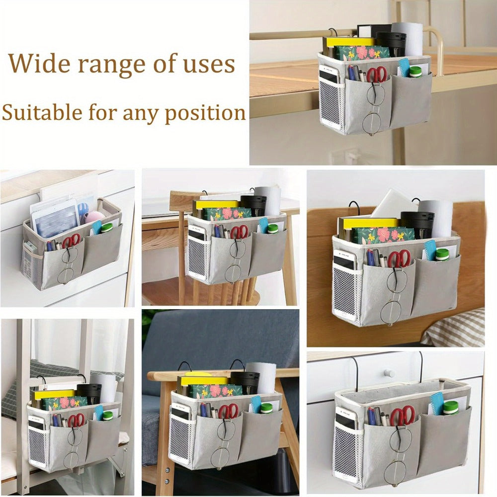 Bedside Hanging Organizer 2Pack Bed Rail Storage Bag - Bunk Bed Dorm Hospital Caddy for Books for Entryways, Bedrooms and Living Spaces