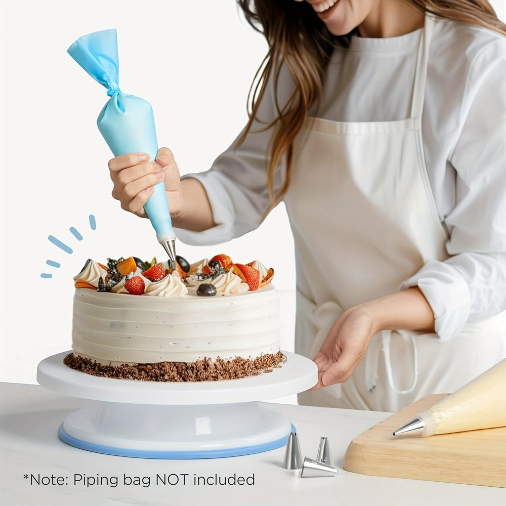 Cake Decorating Set 22-Piece with Rotating Turntable Stand, Stainless Steel Piping Tips, Pastry Bags