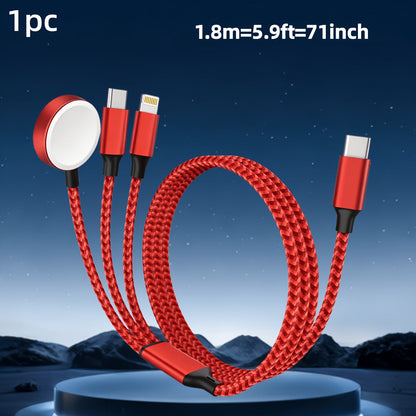 Braided Charging Cable with USB-A or USB-C Input, Three Output Paths and Five Color or Connector Options