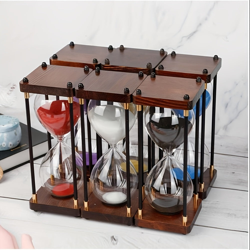 Hourglass Timer 60 Minute Wooden Sand Timer Decorative Glass – Vintage Home Decor for Kitchen, Office & Bedroom | Great Gift for Birthday