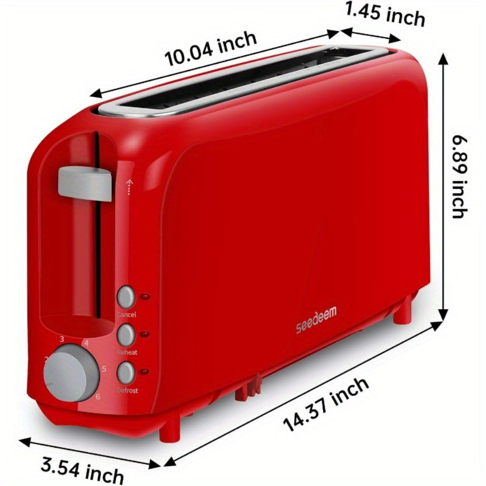 Slim Toaster 2-Slice – SEEDEEM 6-Setting Shade Control, Cancel, Reheat & Defrost, Removable Crumb Tray, 750W Compact Fits-Anywhere Design