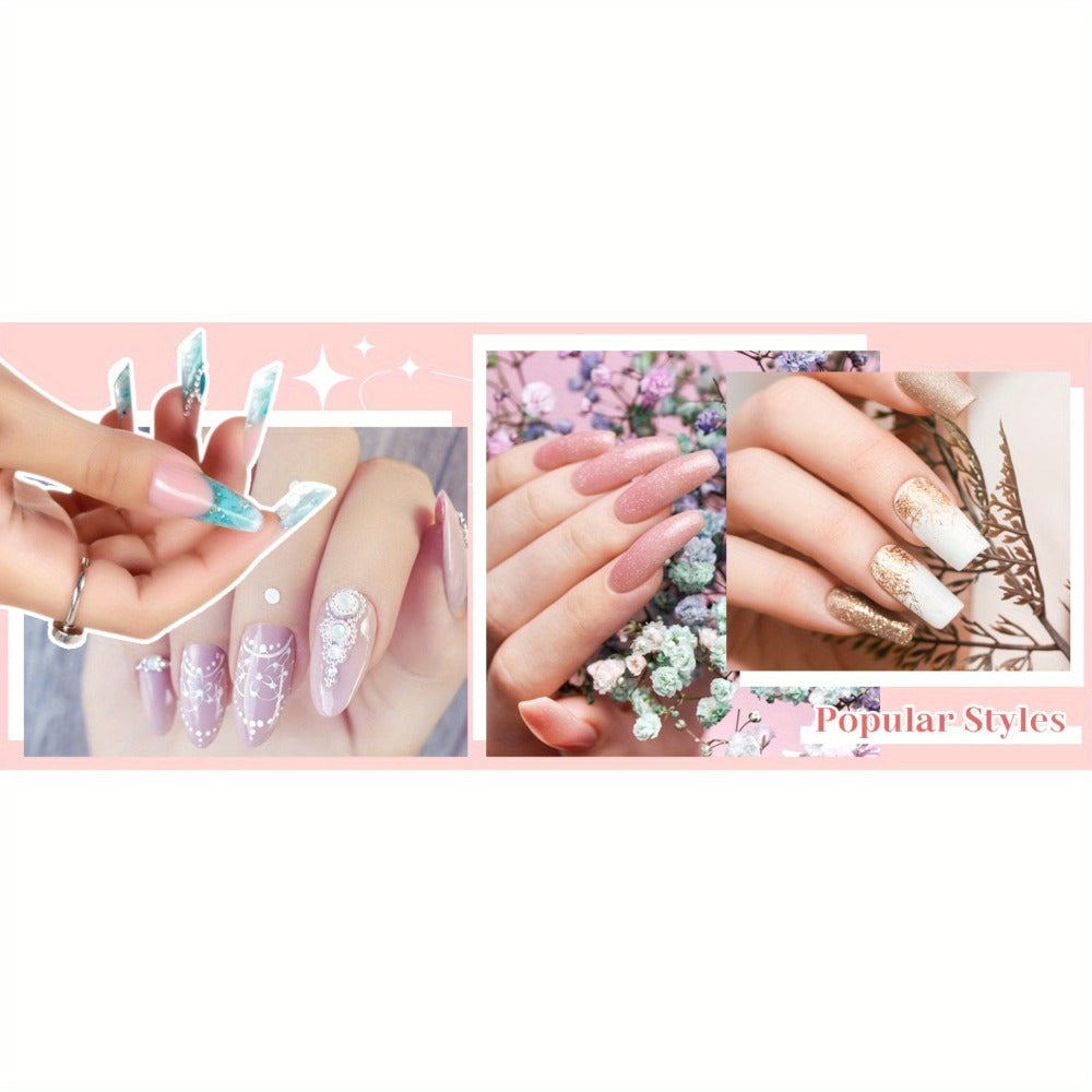 Poly Gel Nail Extension Form Kit – 192pcs Dual Forms, 96pcs Reusable Pads, 8 Shapes Acrylic Mold, Brush Pen