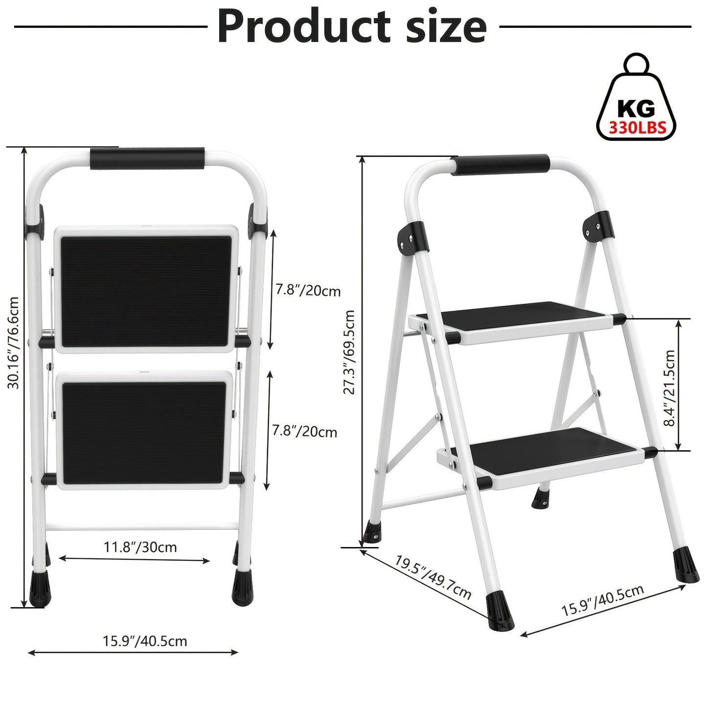 Folding Steel Step Stool with Storage Shelf & Wide Anti-Slip Pedal, 2/4-Step Sturdy Portable Step Ladder for Home