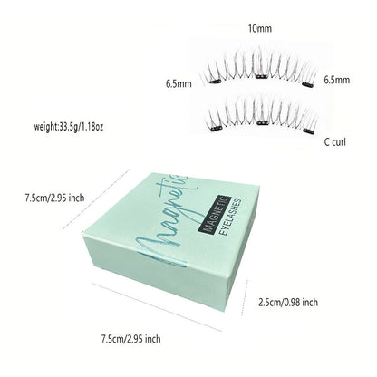 CX159-1 Natural-Style Magnetic False Eyelash Pair with White Curved Applicator and Round Case