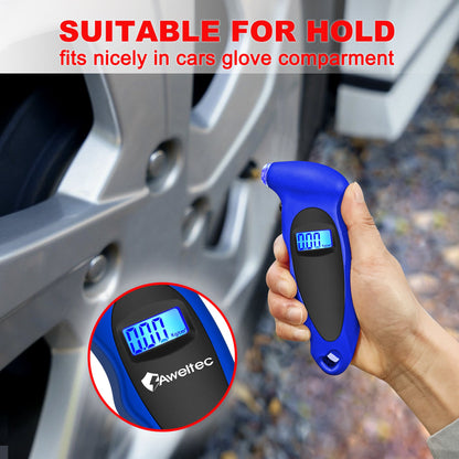 Digital Tire Pressure Gauge 2-Pack 150 PSI – Backlit LCD, 4 Modes PSI/Bar/KPA/Kgf, Non-Slip Grip for Car, Truck, Motorcycle & Bicycle