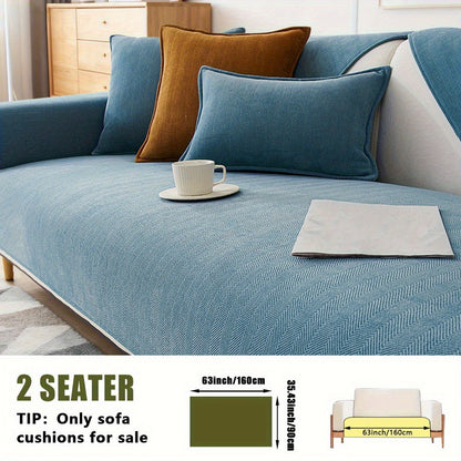 Sofa Cover Ribbed Chenille Stretch Panels for 1 to 4 Seats, Armrests or Cushions with Model-Specific Size and Color Options