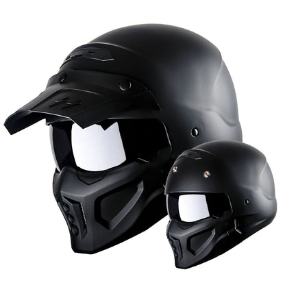 Motorcycle Helmet Convertible Full/Open-Face Shell with Detachable Mask, Smoked Shield, S-XL Sizes and Multiple Styles