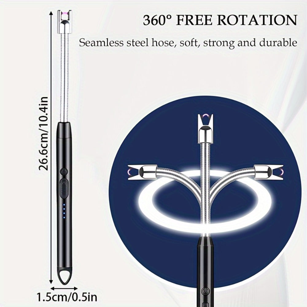 USB Rechargeable Arc Lighter 4-Pack Flameless Windproof Candle Lighter with Flexible Neck, 360° Rotation