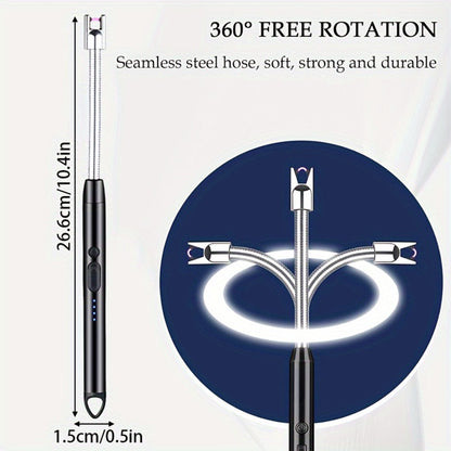 USB Rechargeable Arc Lighter 4-Pack Flameless Windproof Candle Lighter with Flexible Neck, 360° Rotation