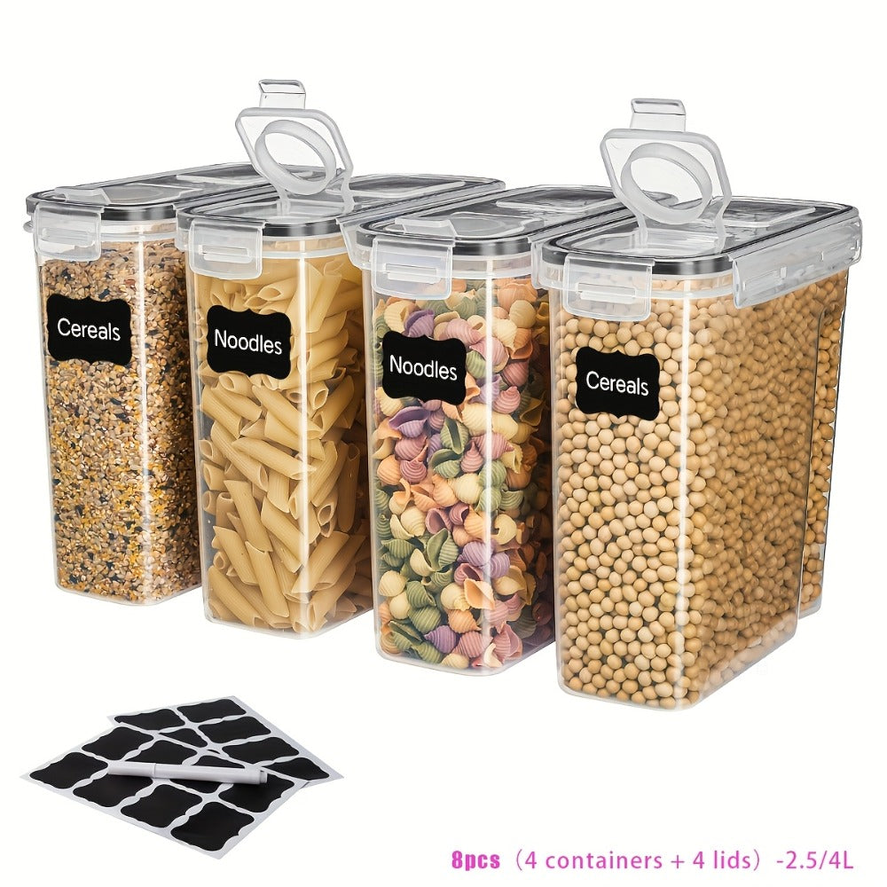 Pantry Jar Food Storage Organizer Eight-Piece Set with 84.54oz or 1.06-Gallon Canisters for Kitchen and Pantry Organization