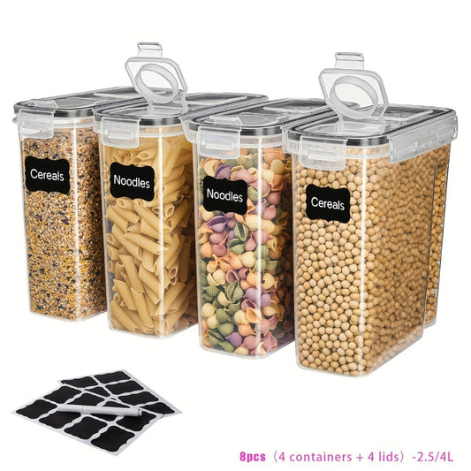 Pantry Jar Food Storage Organizer Eight-Piece Set with 84.54oz or 1.06-Gallon Canisters for Kitchen and Pantry Organization