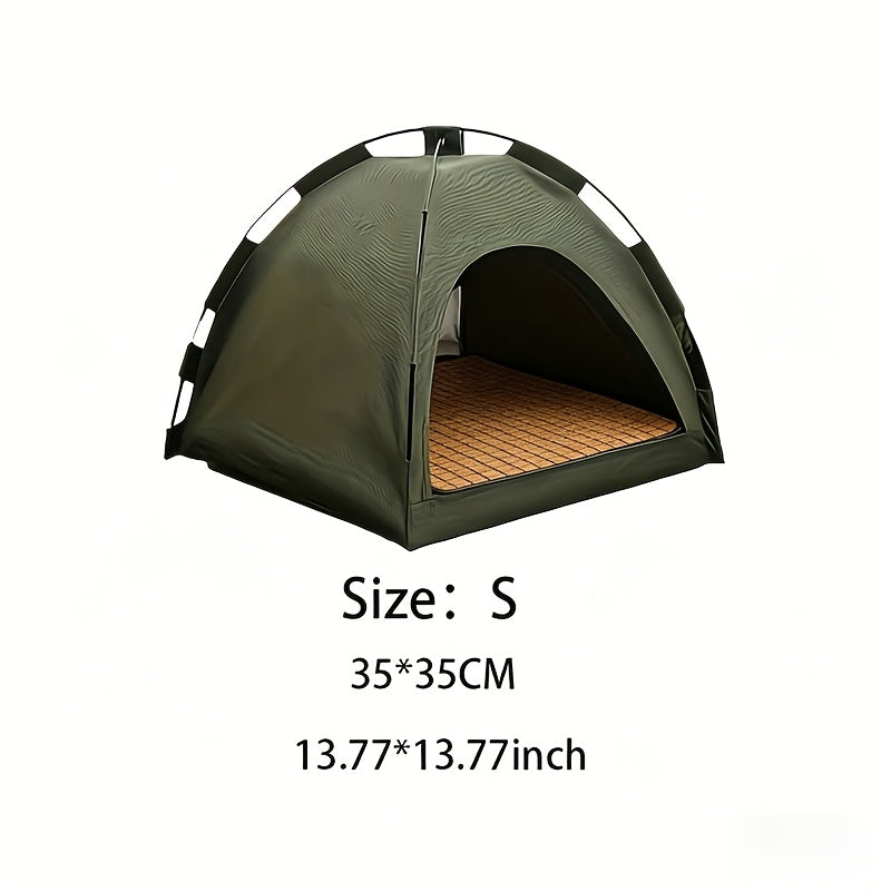 Fern-Green Dome Pet Tent with Folding Fabric Shell, Interior Mat and Three Square Size Options