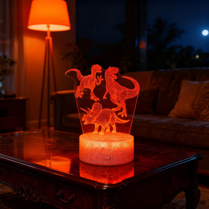3D Holographic Dinosaur Night Lamp 16 Color Changing T-Rex LED Bedside Lamp Remote Touch for Entryways, Bedrooms and Living Spaces