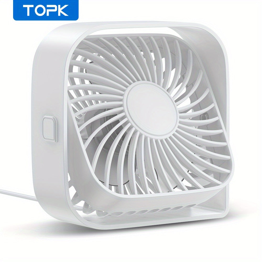 USB Desk Fan Portable, Small Personal Fan 3 Speed Settings 360° Rotation Silent Operation, for Home, Office and Desktop Air Circulation
