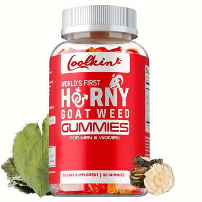 Horny Goat Weed Gummies with Maca Root Tongkat Ali Tribulus & L-Arginine, Men's Vitality & Energy Support Chewable Supplement