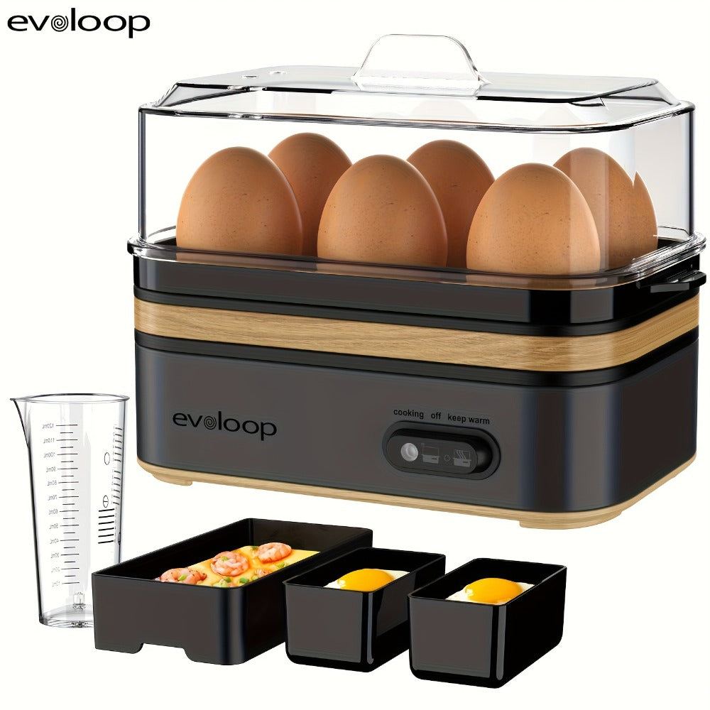 Electric Egg Cooker 6 Egg Rapid Stainless Steel 400W for Hard Boiled Poached Scrambled Eggs for Home Cooking, Dining and Outdoor Meals