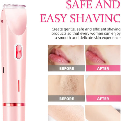 Bikini Trimmer for Women 2-in-1 Dual Head Electric Shaver - Wet Dry Body Hair Remover for Bikini Area Underarms Legs Arms Face