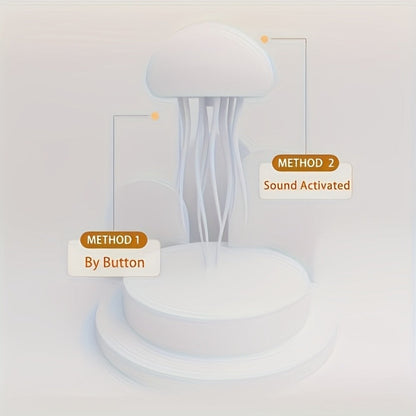 Jellyfish-Shaped Table Night Light with White Dome, Flexible Tentacles and Square Base Pictured